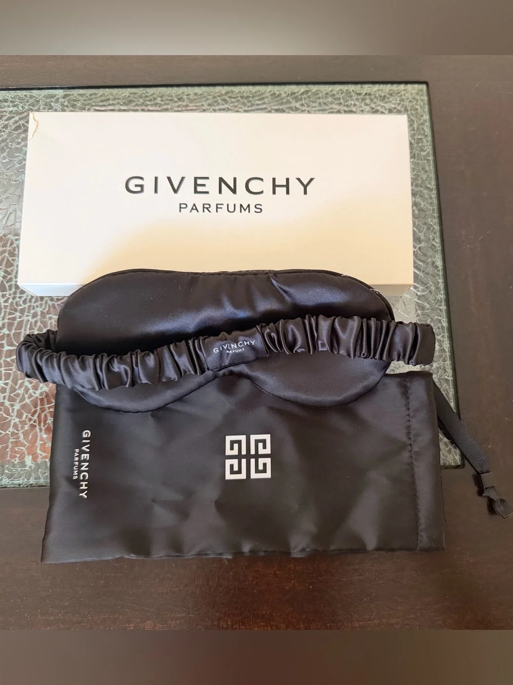 Givenchy Black Satin Sleep Mask with Branded Pouch